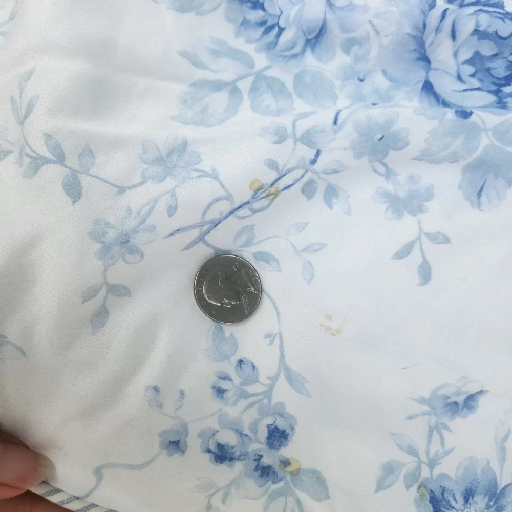 Shelter Island Ralph Lauren Blue White Roses Floral Stripes Full Queen Comforter